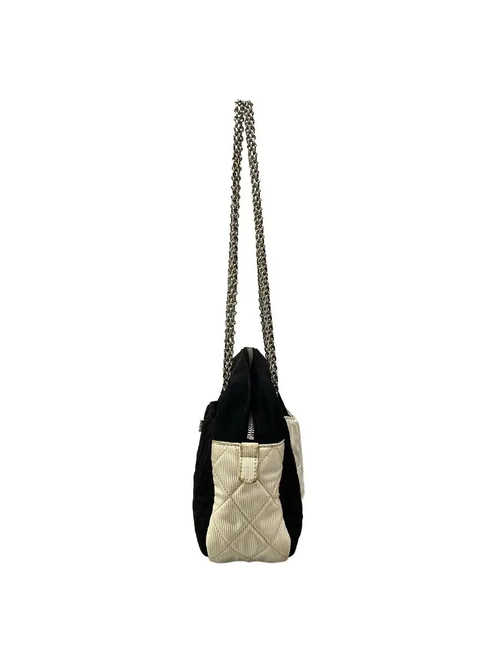 Chanel 2.55 Matelass Black White Nylon #295569C96B